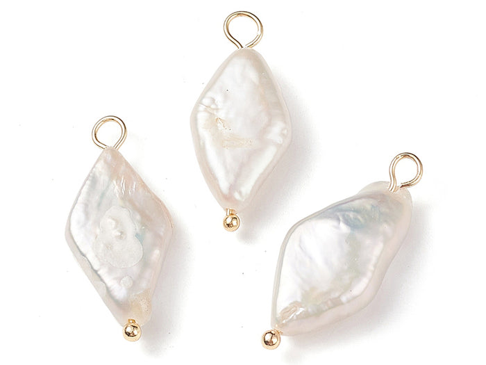 Achat Pendentif losange en perle de culture - Doré à l'or fin 18K - 23  x 10 mm