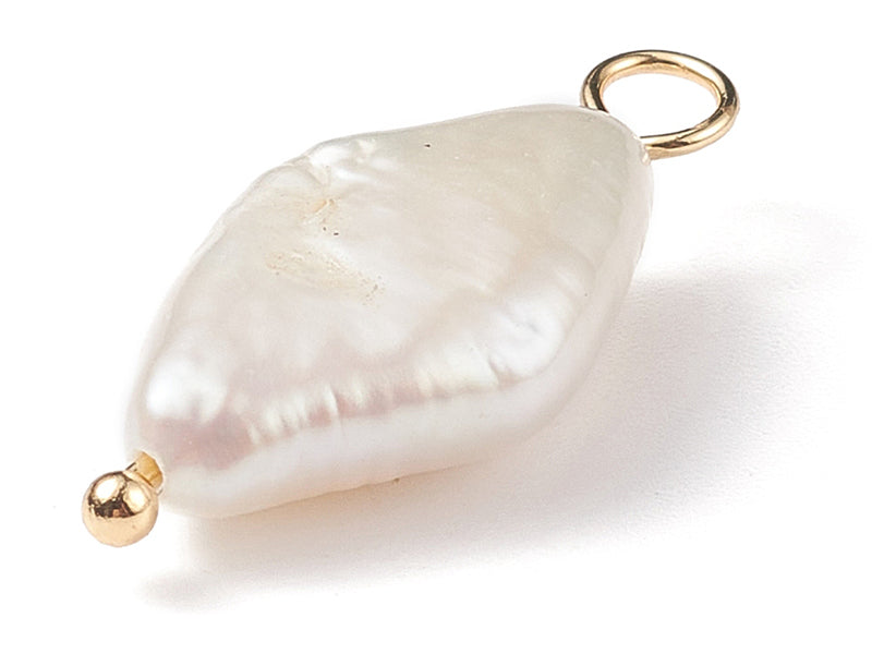 achat Pendentif losange en perle de culture - Doré à l'or fin 18K - 23  x 10 mm