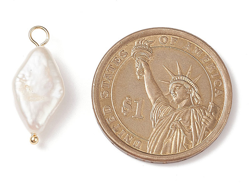 achat Pendentif losange en perle de culture - Doré à l'or fin 18K - 23  x 10 mm