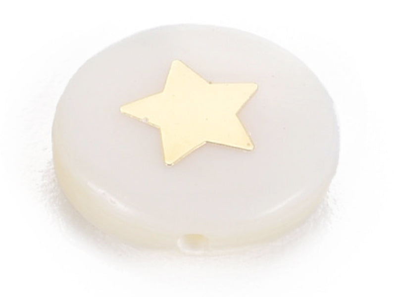 Achat Perle en coquillage naturel et laiton doré - étoile - 8 mm