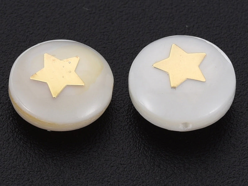 achat Perle en coquillage naturel et laiton doré - étoile - 8 mm