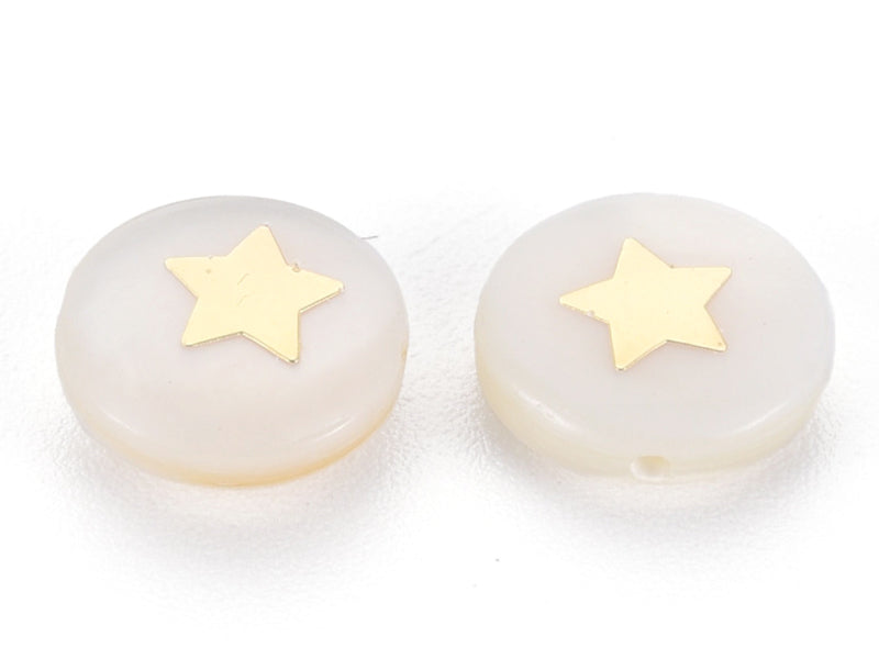achat Perle en coquillage naturel et laiton doré - étoile - 8 mm