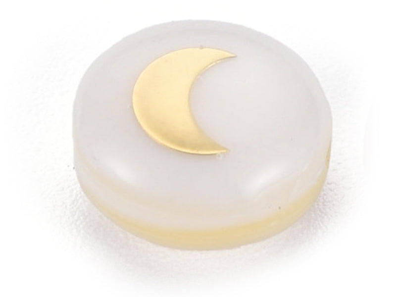 Achat Perle coquillage naturel et laiton doré - lune - 8 mm