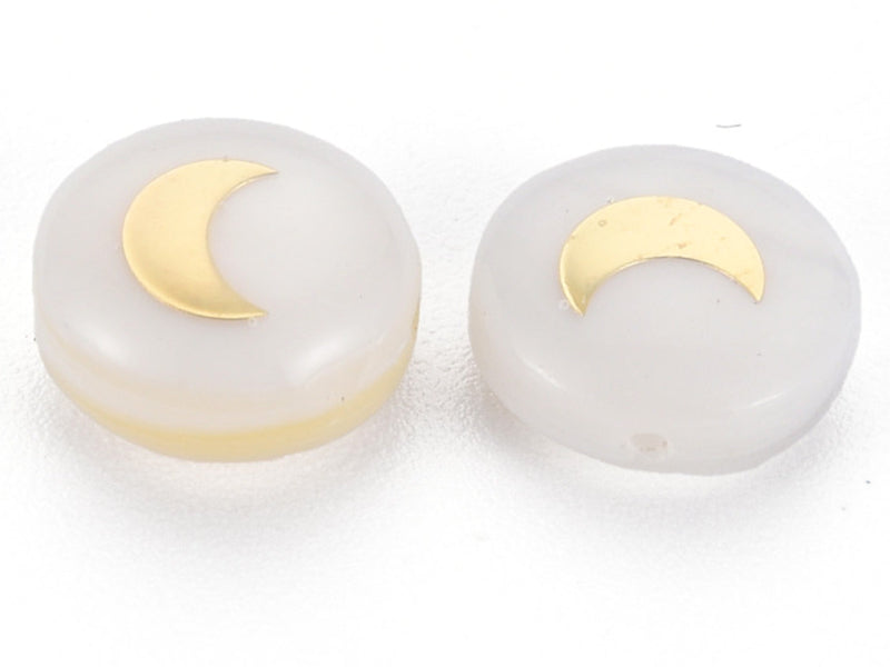 achat Perle coquillage naturel et laiton doré - lune - 8 mm