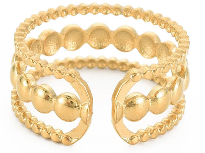 Achat Bague - Triple tour et petits points - Doré à l'or fin 18K