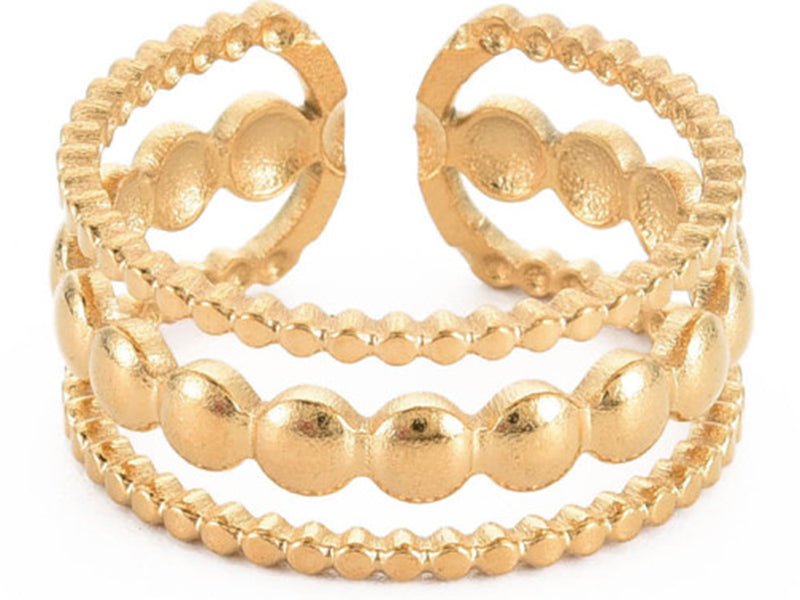 Achat Bague - Triple tour et petits points - Doré à l'or fin 18K