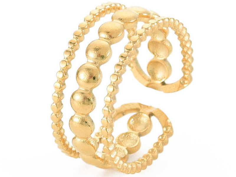achat Bague - Triple tour et petits points - Doré à l'or fin 18K