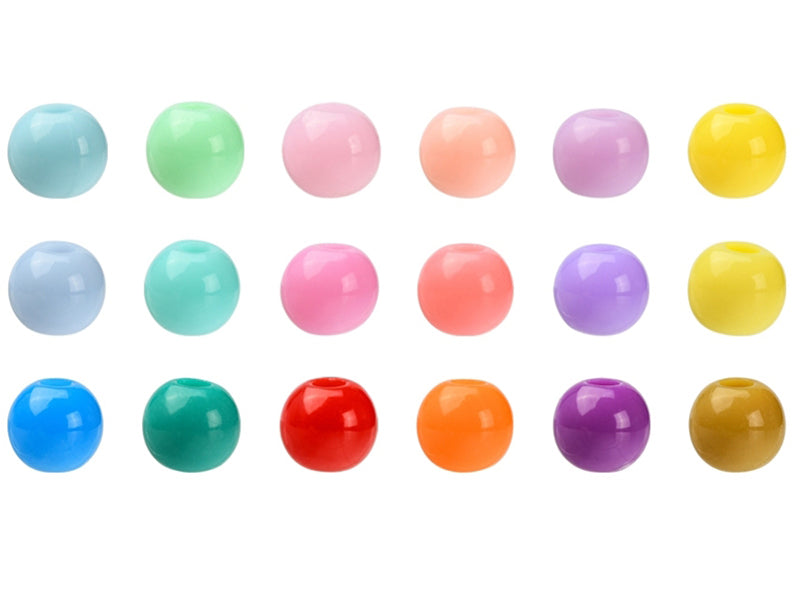 achat Boîte de 1500 perles - 18 couleurs de perles opaques en plastique - 6 x 5 mm