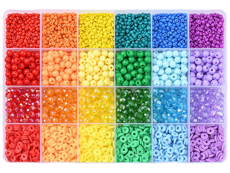 Achat Boîte de 4300 perles variées : rocailles, plastique, heishi - 6 couleurs