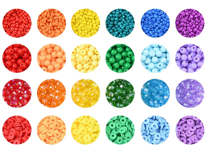 achat Boîte de 4300 perles variées : rocailles, plastique, heishi - 6 couleurs