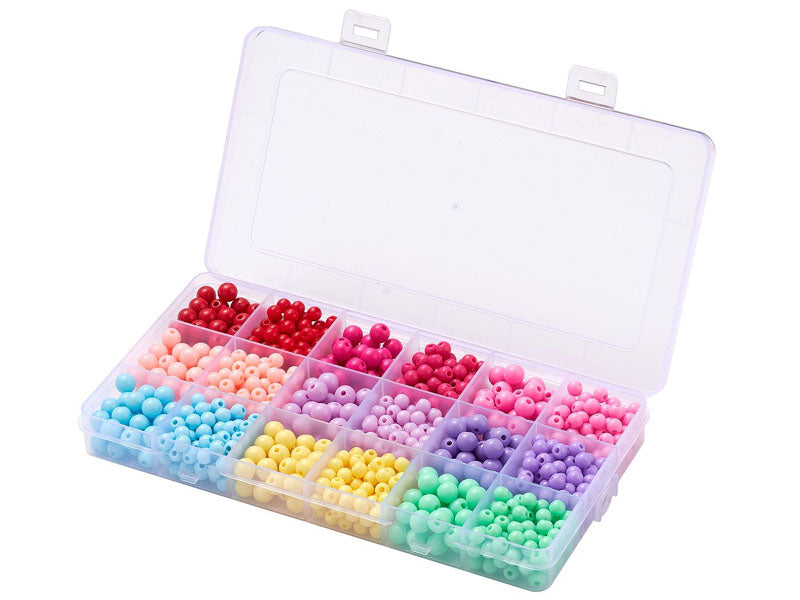 Achat Boîte de 1000 perles rondes opaques en acrylique - 9 couleurs