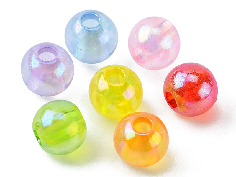 achat Boîte de 490 perles rondes transparentes en acrylique - 7 couleurs - 6 mm