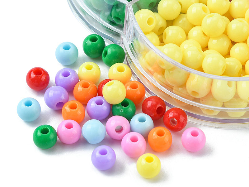 achat Boîte de 490 perles opaques rondes - 7 couleurs - 6 mm