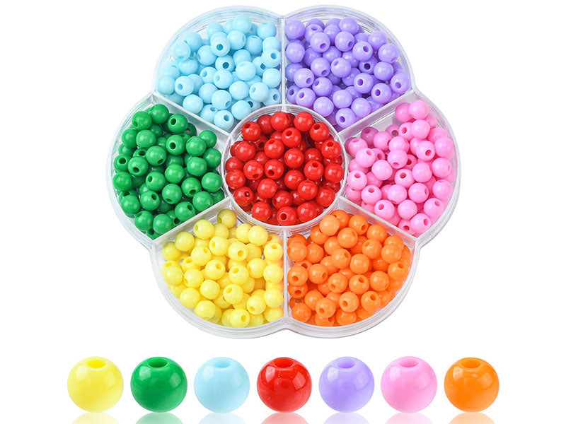 Achat Boîte de 490 perles opaques rondes - 7 couleurs - 6 mm