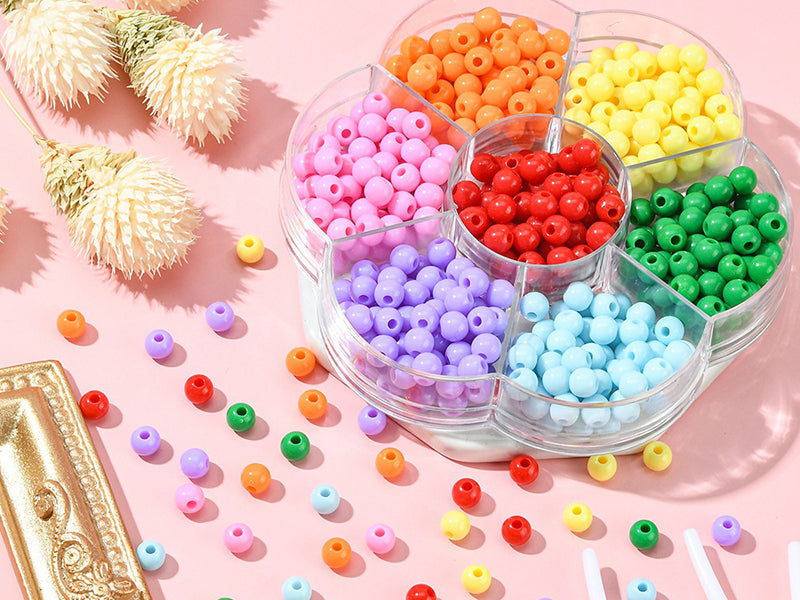 achat Boîte de 490 perles opaques rondes - 7 couleurs - 6 mm