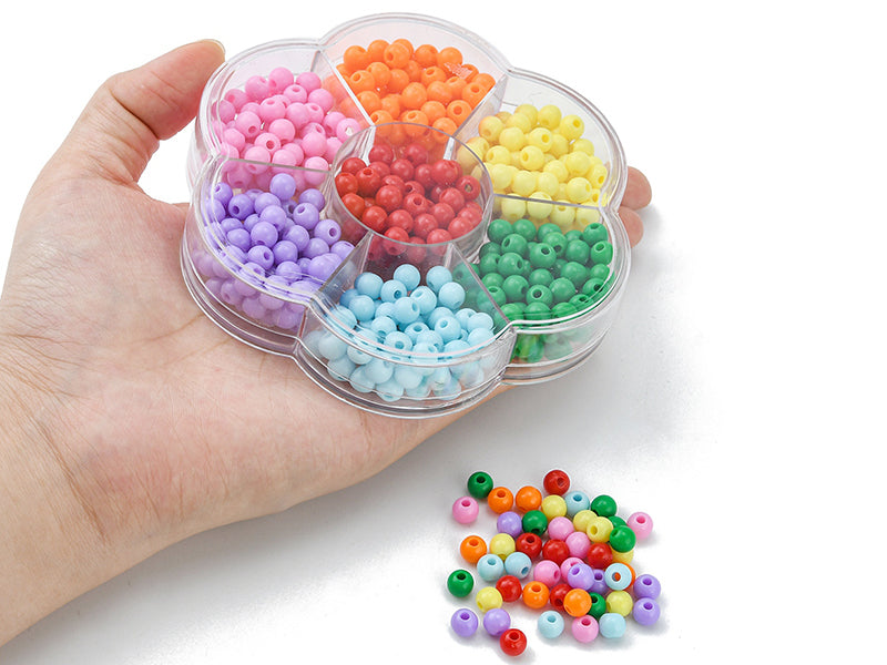 achat Boîte de 490 perles opaques rondes - 7 couleurs - 6 mm