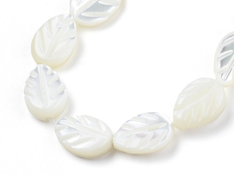 Achat Lot de 5 perles feuille en coquillage nacré - 9 x 6mm