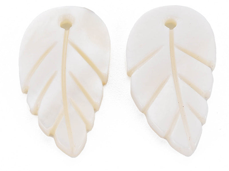 achat Lot de 5 pendentifs feuille en coquillage nacré - 22 x 12 mm