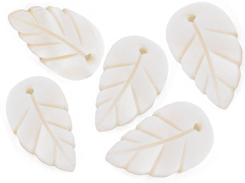 Achat Lot de 5 pendentifs feuille en coquillage nacré - 22 x 12 mm
