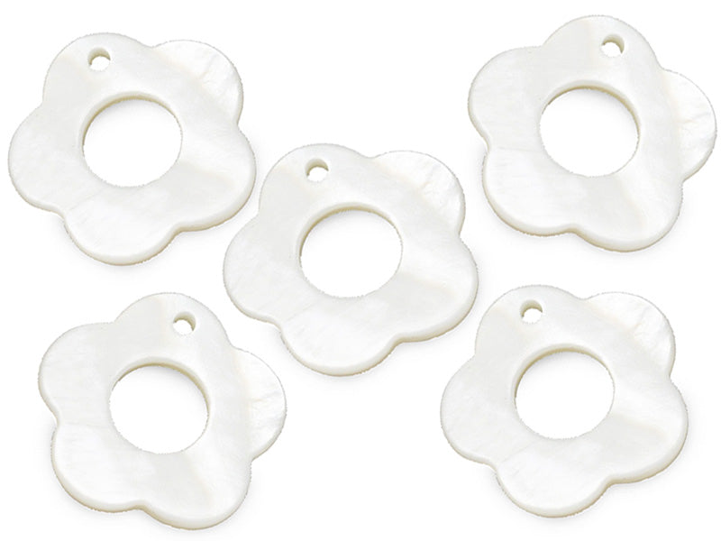 Achat Lot de 5 pendentifs fleurs en coquillage nacre - 25 mm