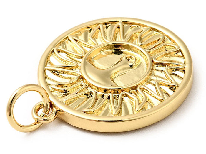 Achat Pendentif rond doré à l'or fin 18K - Soleil ethnique - 18 x 16 mm