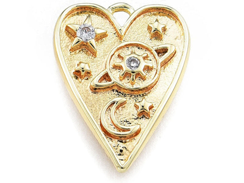 Achat Pendentif cœur doré à l'or fin 18K - Avec strass zircon - Planète