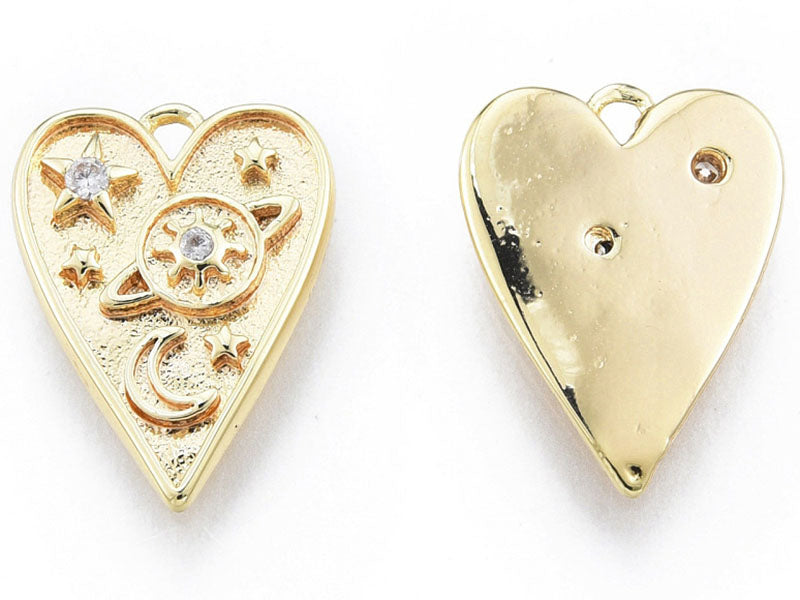 Achat Pendentif cœur doré à l'or fin 18K - Avec strass zircon - Planète