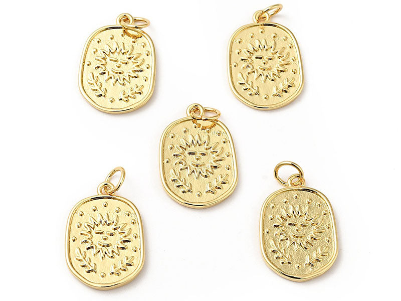Pendentif soleil doré à l'or fin 18K - 18 x 13 mm