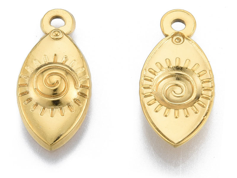 achat Pendentif ovale œil - Doré à l'or fin - 21 x 10 mm