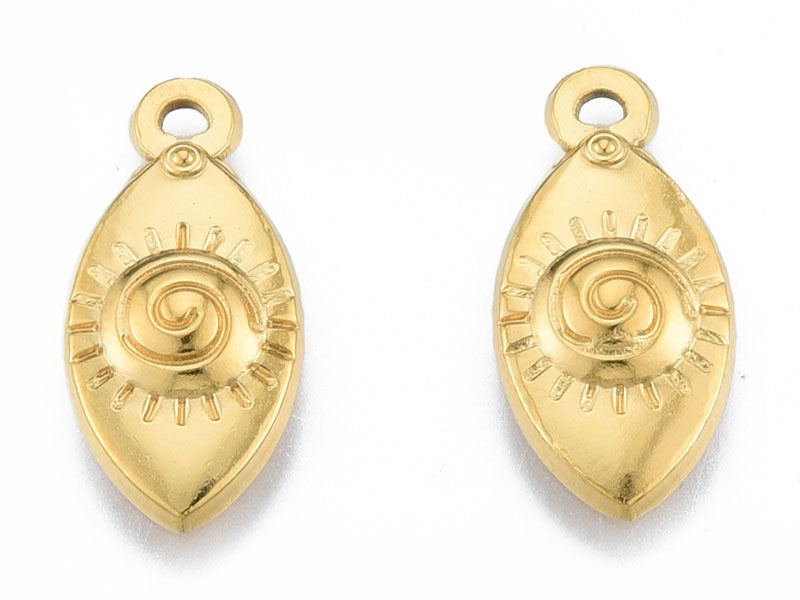 achat Pendentif ovale œil - Doré à l'or fin - 21 x 10 mm