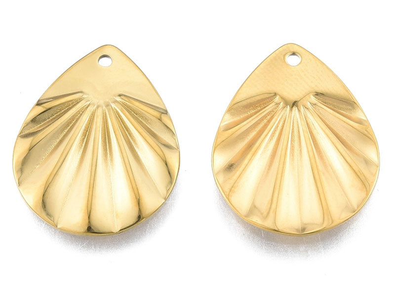 achat Pendentif goutte froissée - Doré à l'or fin 18K - 22 x 17 mm
