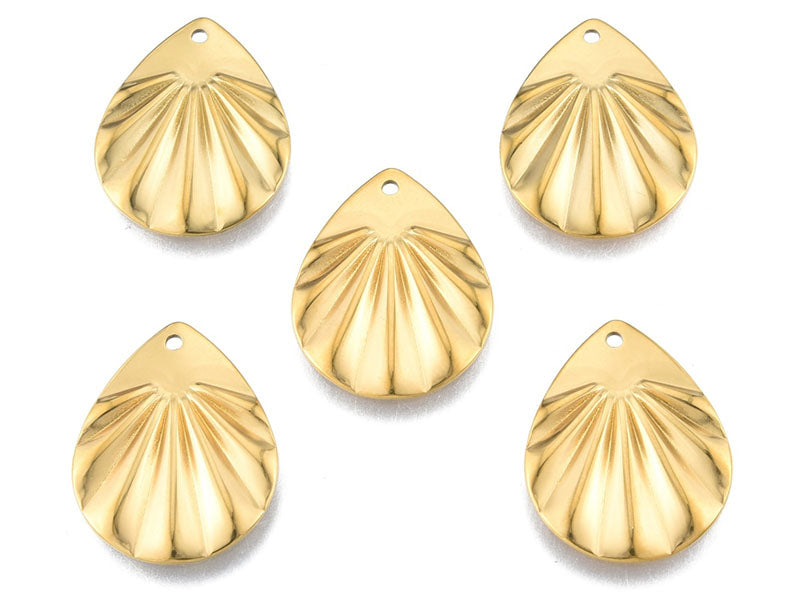 achat Pendentif goutte froissée - Doré à l'or fin 18K - 22 x 17 mm