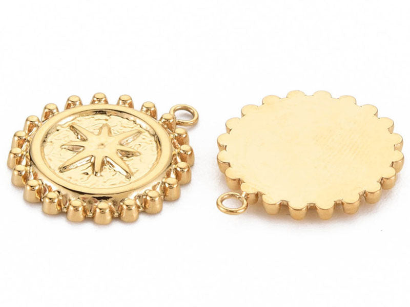 Achat Pendentif texturé petite étoile astro - doré à l'or fin 14K - 18 x 15 mm
