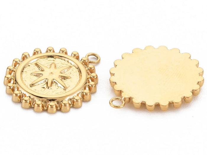 Achat Pendentif texturé petite étoile astro - doré à l'or fin 14K - 18 x 15 mm