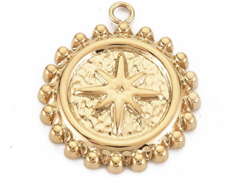 Achat Pendentif texturé petite étoile astro - doré à l'or fin 14K - 18 x 15 mm