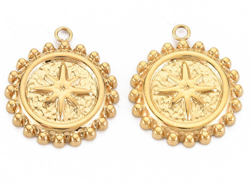 achat Pendentif texturé petite étoile astro - doré à l'or fin 14K - 18 x 15 mm