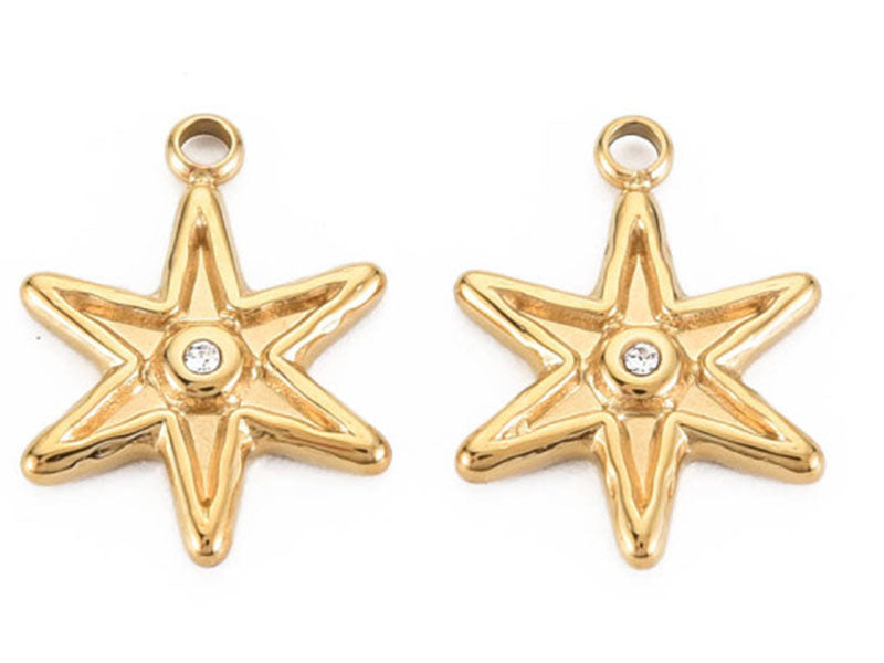 achat Pendentif étoile avec strass - doré à l'or fin 14K - 15 x 11 mm