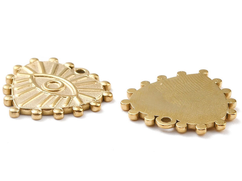 achat Pendentif cœur oeil - Doré à l'or fin 24K - 19 x 20 mm
