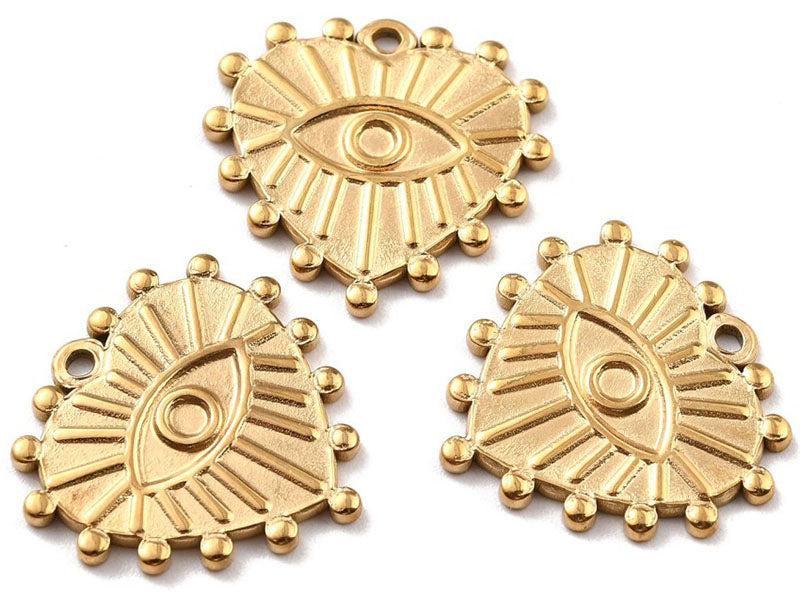 achat Pendentif cœur oeil - Doré à l'or fin 24K - 19 x 20 mm