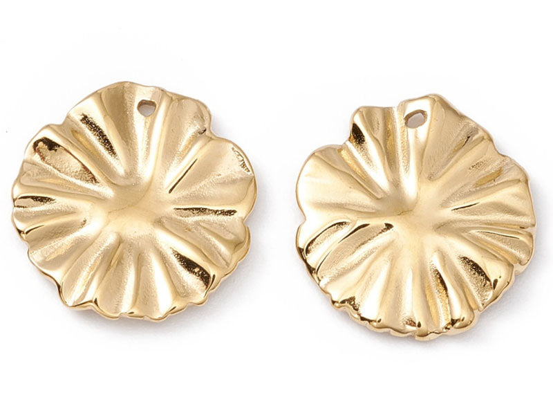 achat Pendentif feuille de lotus - Doré à l'or fin 24K - 13 x 12 mm