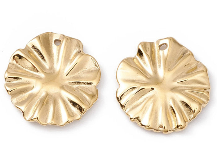 Achat Pendentif feuille de lotus - Doré à l'or fin 24K - 13 x 12 mm