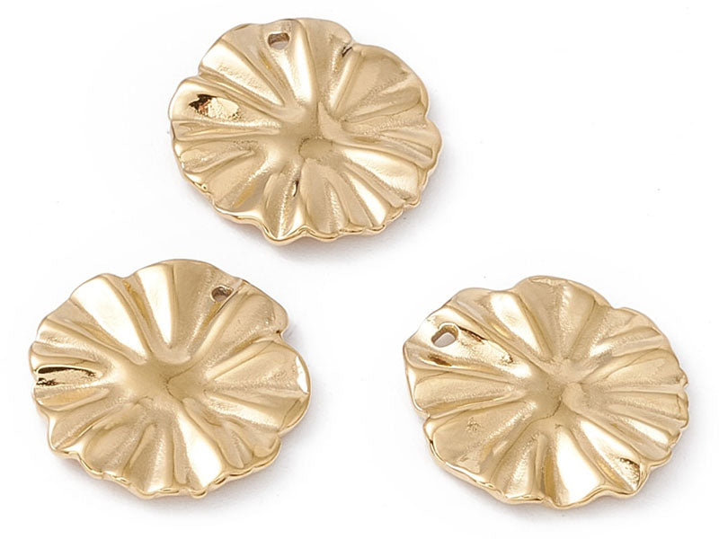 achat Pendentif feuille de lotus - Doré à l'or fin 24K - 13 x 12 mm