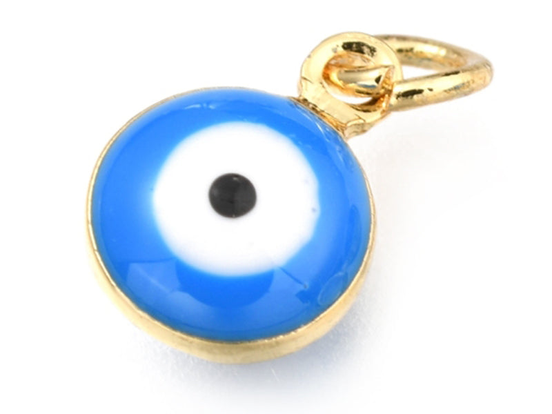 Achat Breloque émaillée et dorée à l'or fin - œil bleu -  9,5 x 6,5 mm