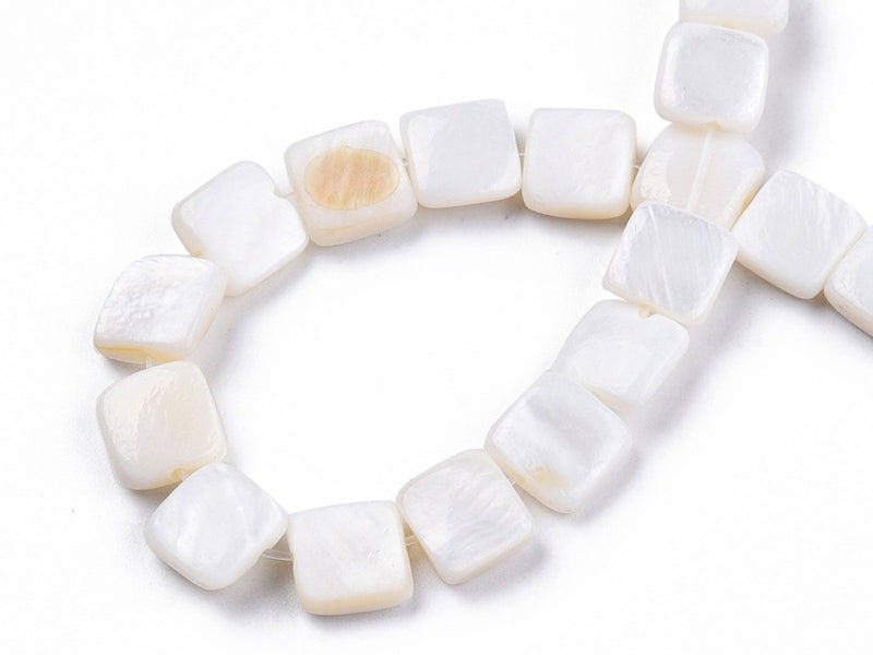Achat Lot de 20 perles en coquillage naturel - carré - 8 mm