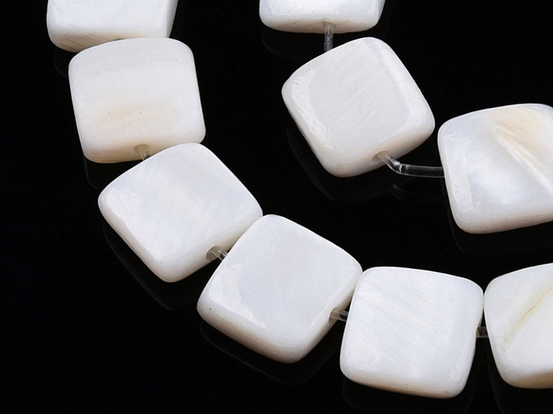 achat Lot de 20 perles en coquillage naturel - carré - 8 mm