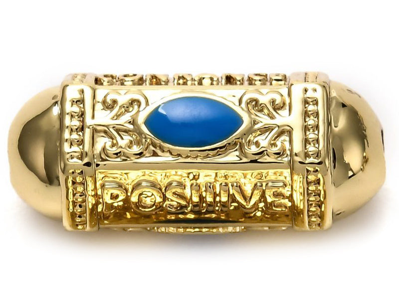Achat Perle talisman - Doré à l'or fin 18 K - émaillée bleu - 19 mm