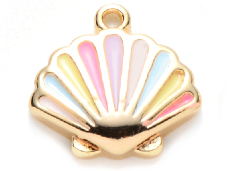 Achat Breloque émaillée - Coquillage pastel multicolore