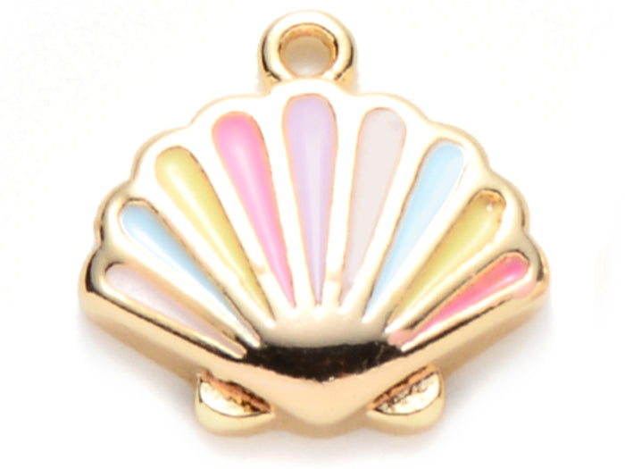 Achat Breloque émaillée - Coquillage pastel multicolore