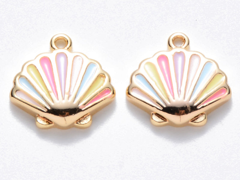 Achat Breloque émaillée - Coquillage pastel multicolore