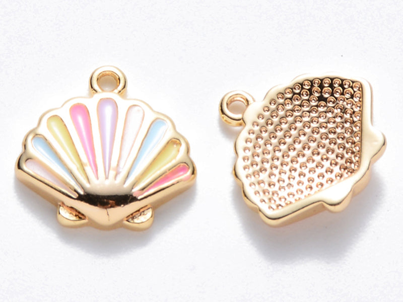 achat Breloque émaillée - Coquillage pastel multicolore